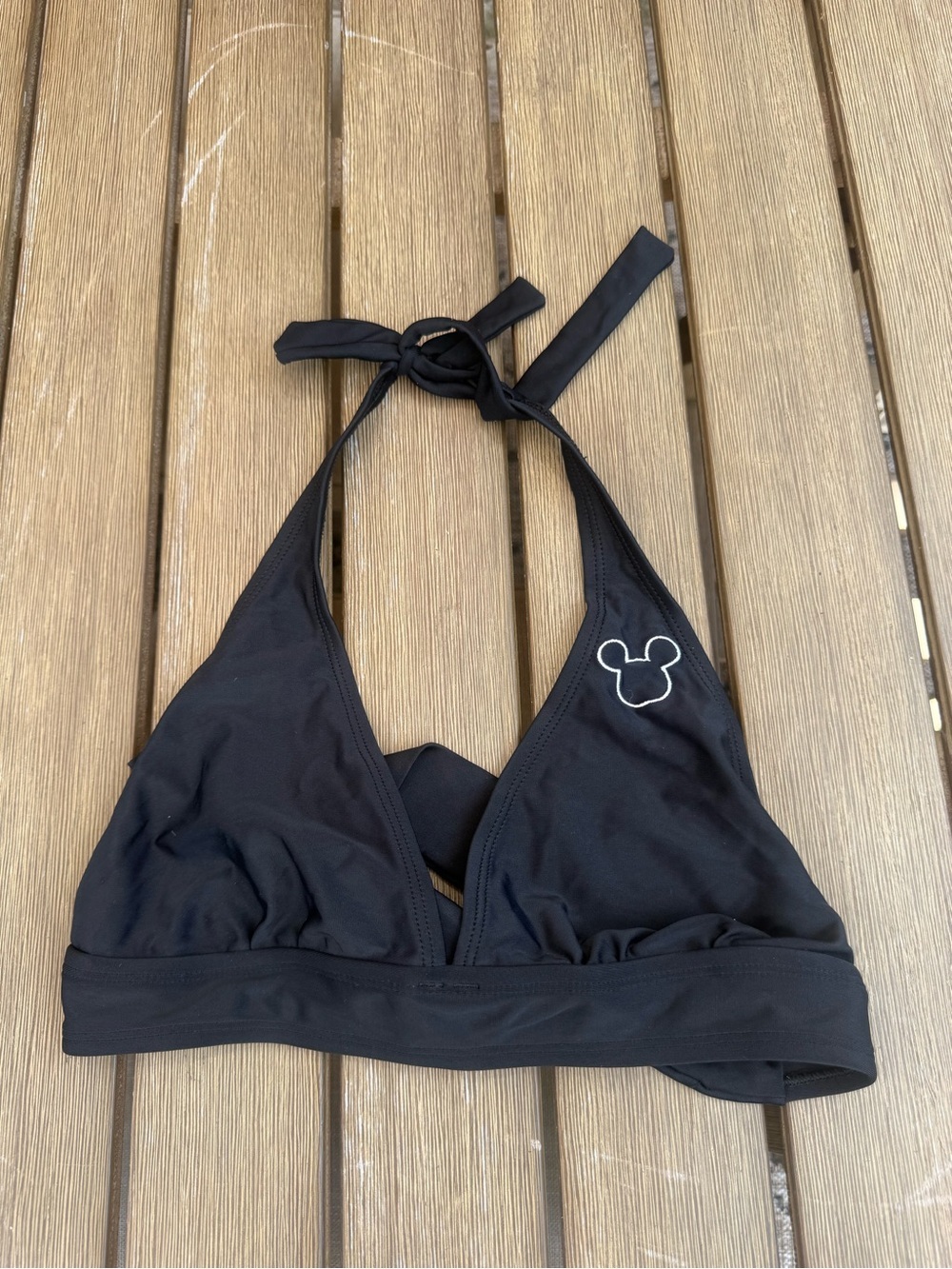 Walt Disney World Mickey Mouse Black Halter Bikini Top Size Large Swimwear